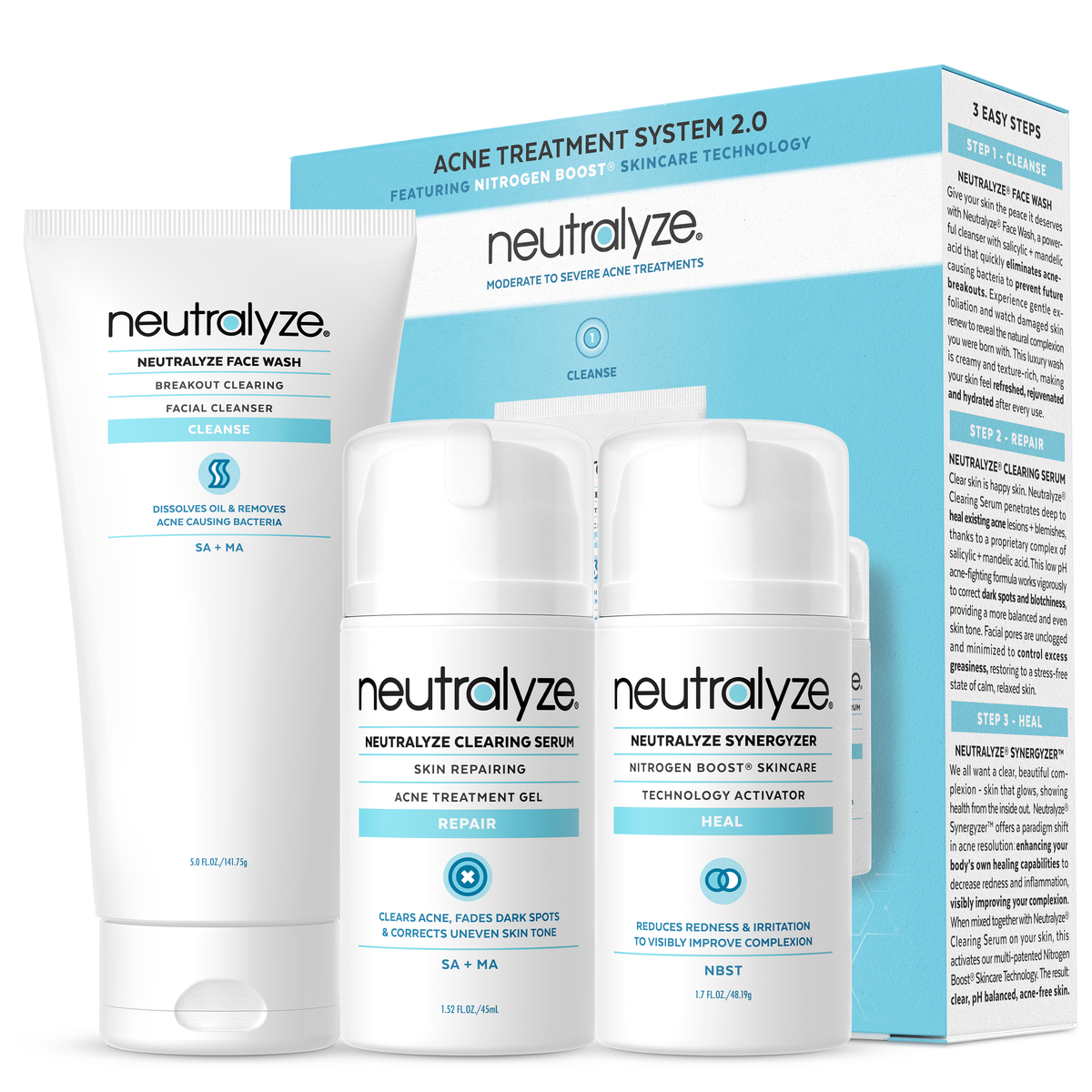 Best Acne Treatment Kit with Salicylic + Mandelic Acid & Nitric