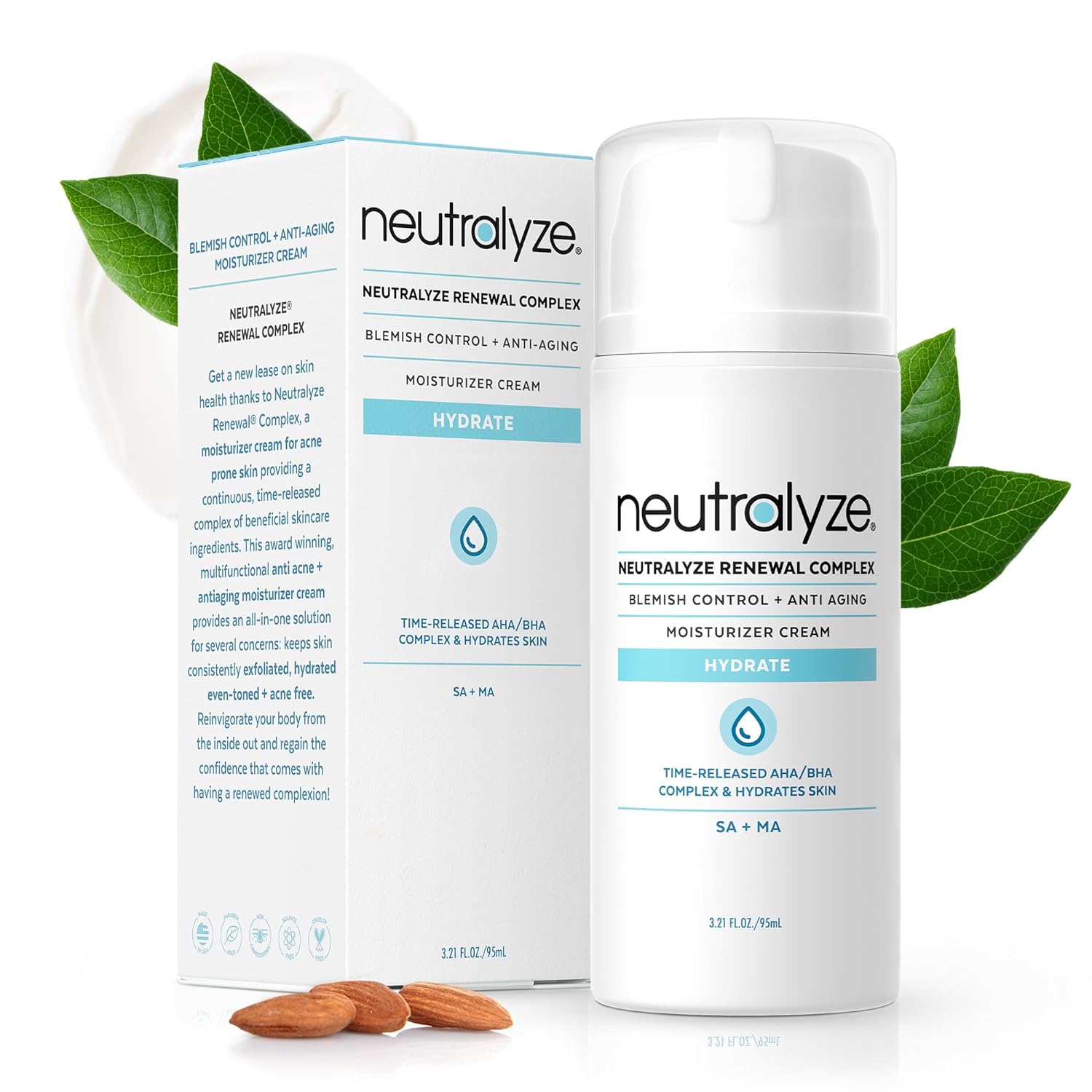 Neutralyze Renewal Complex moisturizer for acne-prone skin — time-released salicylic + mandelic acid blemish control and anti-aging cream