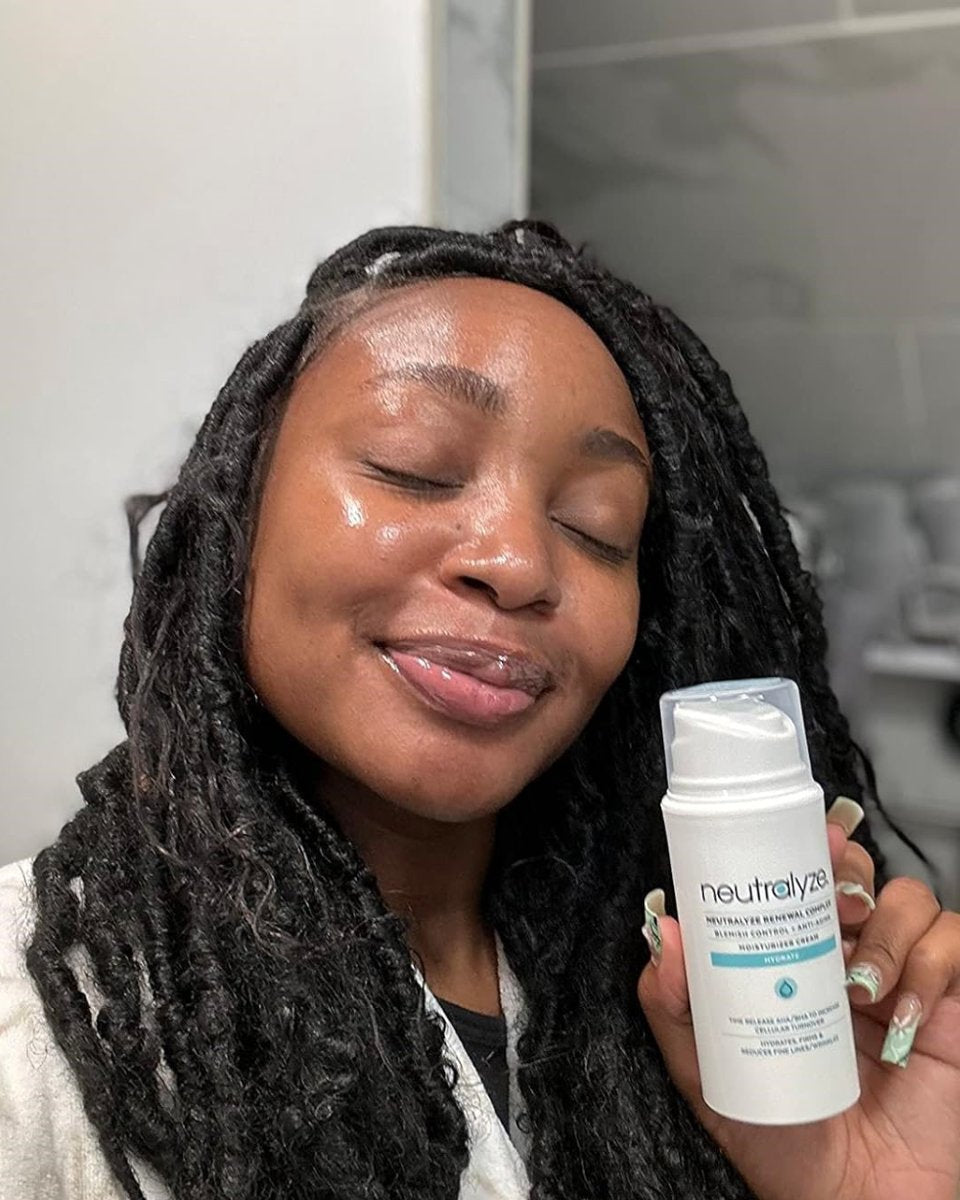 Neutralyze customer holding her product